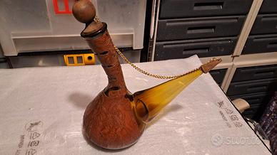 Bottiglia tipo Alambicco in vetro e pelle vera.