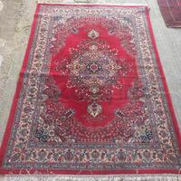 TAPPETO ROSSO GRECA BLU FIORI