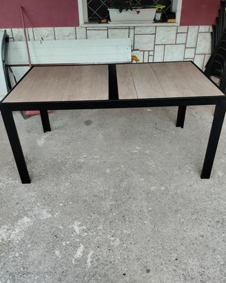Tavolo in alluminio e gres finto legno 