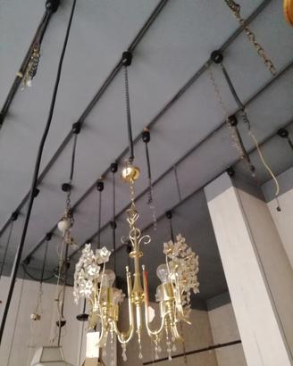 lampadario oro con Swarovski e altri