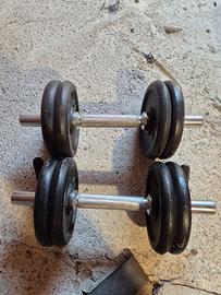 Coppia Manubri componibili 16kg  dischi in ghisa
