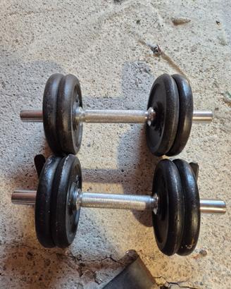 Coppia Manubri componibili 16kg  dischi in ghisa