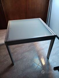 Tavolo in vetro satinato e acciaio