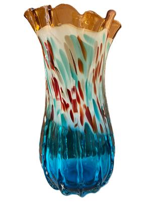GRANDE VASO COLORATO IN VETRO DI MURANO