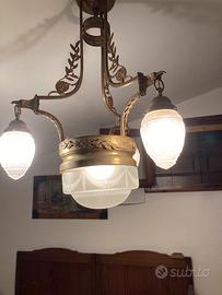 Lampadario vintage liberty in ottone