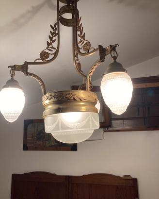Lampadario vintage liberty in ottone