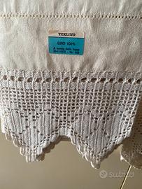 ASCIUGAMANI PURO LINO CON BORDO UNCINETTO