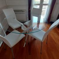 Tavolo rotondo Bontempi in cristallo e metallo