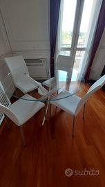 Tavolo rotondo Bontempi in cristallo e metallo