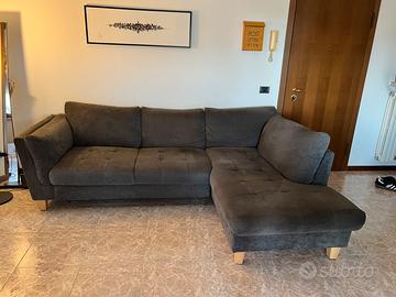 Divano letto angolare penisola in tessuto grigio