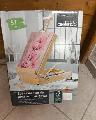 Set cavalletto da pittore in valigetta Crelando