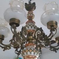 Lampadario da sala ceramica/ferro battuto 