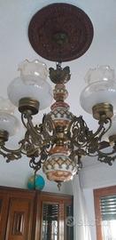 Lampadario da sala ceramica/ferro battuto 