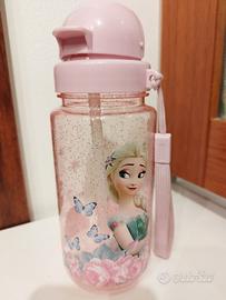 Borraccia Frozen Disney Elsa - Rosa con cannuccia 
