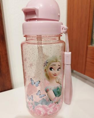 Borraccia Frozen Disney Elsa - Rosa con cannuccia 