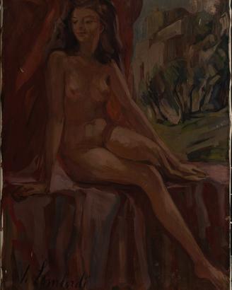 Quadro di Italo Lombardi, "Nudo e paesaggio"