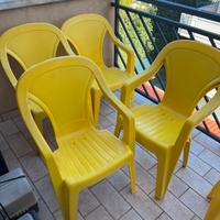 8 sedie lipton gialle impilabili  modernariato