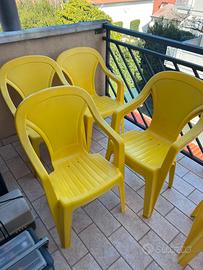 8 sedie lipton gialle impilabili  modernariato