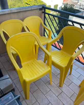 8 sedie lipton gialle impilabili  modernariato