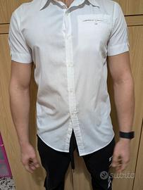 Camicia bianca da uomo a maniche corte