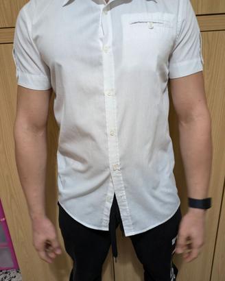 Camicia bianca da uomo a maniche corte
