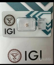 Diamante Naturale 1.00 ct - Colore F - VVS1 - IGI