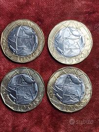 4 monete repubblica 1000 lire errore
