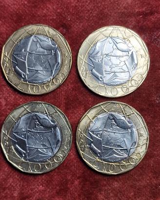 4 monete repubblica 1000 lire errore