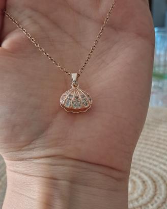 collana conchiglia rosa pietre e perla sintetiche