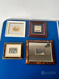 Lotto di 4 Quadretti Vintage di Vario Genere