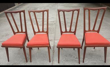 4 sedie mogano stile Ulrich mid century 