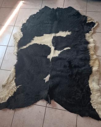 Tappeto vera pelle nero / bianco 100 x 130 cm