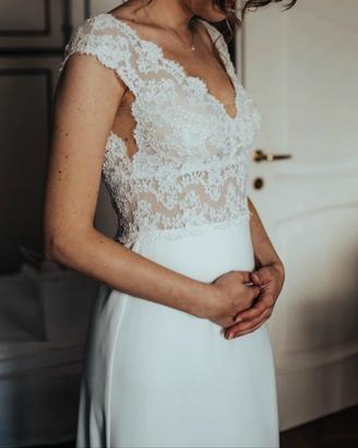 Abito da sposa con sovragonna in chiffon
