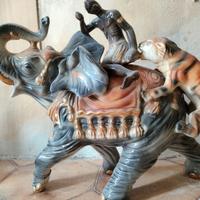 Scultura in ceramica/porcellana – Elefante, Tigre 