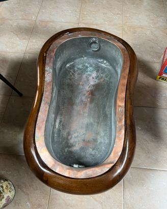 Antico Bidet da Camera in Legno e Rame Fine '800
