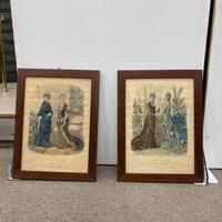 Coppia quadri moda femminile cornice legno