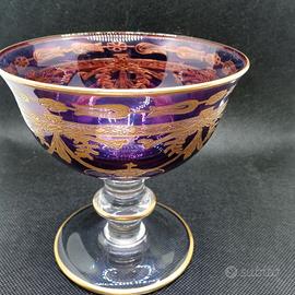 Bicchiere in cristallo colorato e oro zecchino