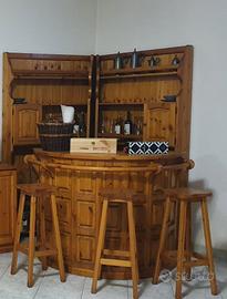 ANGOLO BAR COMPLETO in VERO LEGNO
