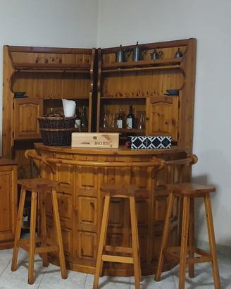 ANGOLO BAR COMPLETO in VERO LEGNO
