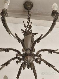 lampadario antico in peltro