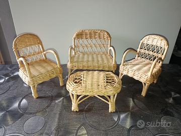 Set salotto vimini per bambole 
