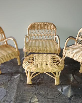 Set salotto vimini per bambole 