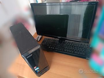 Pc desktop Acer Ax381 con monitor e tastiera 