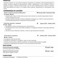 Cameriere/magazziniere/venditore/aiuto cuoco