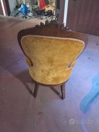 poltrona legno e velluto vintage