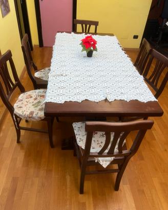 Tavolo allungabile 180–360 cm + 6 sedie in legno