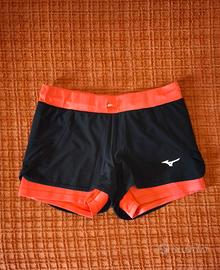 Shorts Mizuno 2 in 1 donna nero/arancio