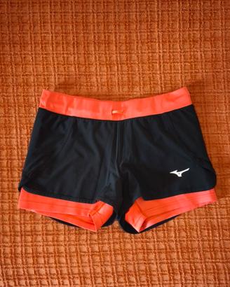 Shorts Mizuno 2 in 1 donna nero/arancio