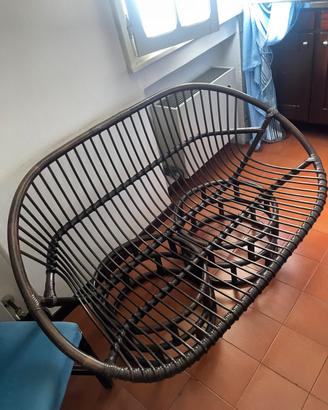 Set divano sedia e tavolino in vimini