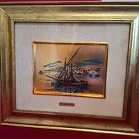 quadro vintage P.Manna su foglia d'oro 